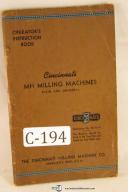 Cincinnati-Cincinnati Operator\'s Instruction, MH Plain & Universal Milling Machine Manual-2-ED-L-MH-01